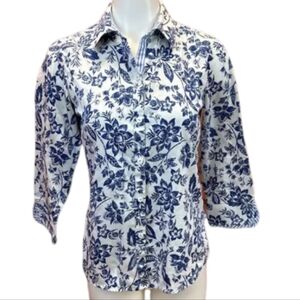 Foxcroft Women's 3/4 Sleeve Mixed Pattern Blouse
